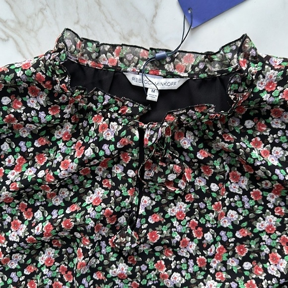 NWT REBECCA MINKOFF Rosemary Floral Dress black floral print Size Medium peasant - Picture 8 of 17